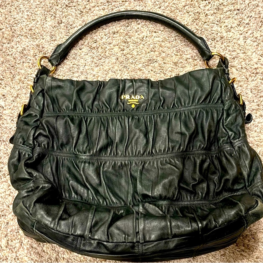 Prada Gaufre Nappa Leather Nero Shoulder Bag Gem